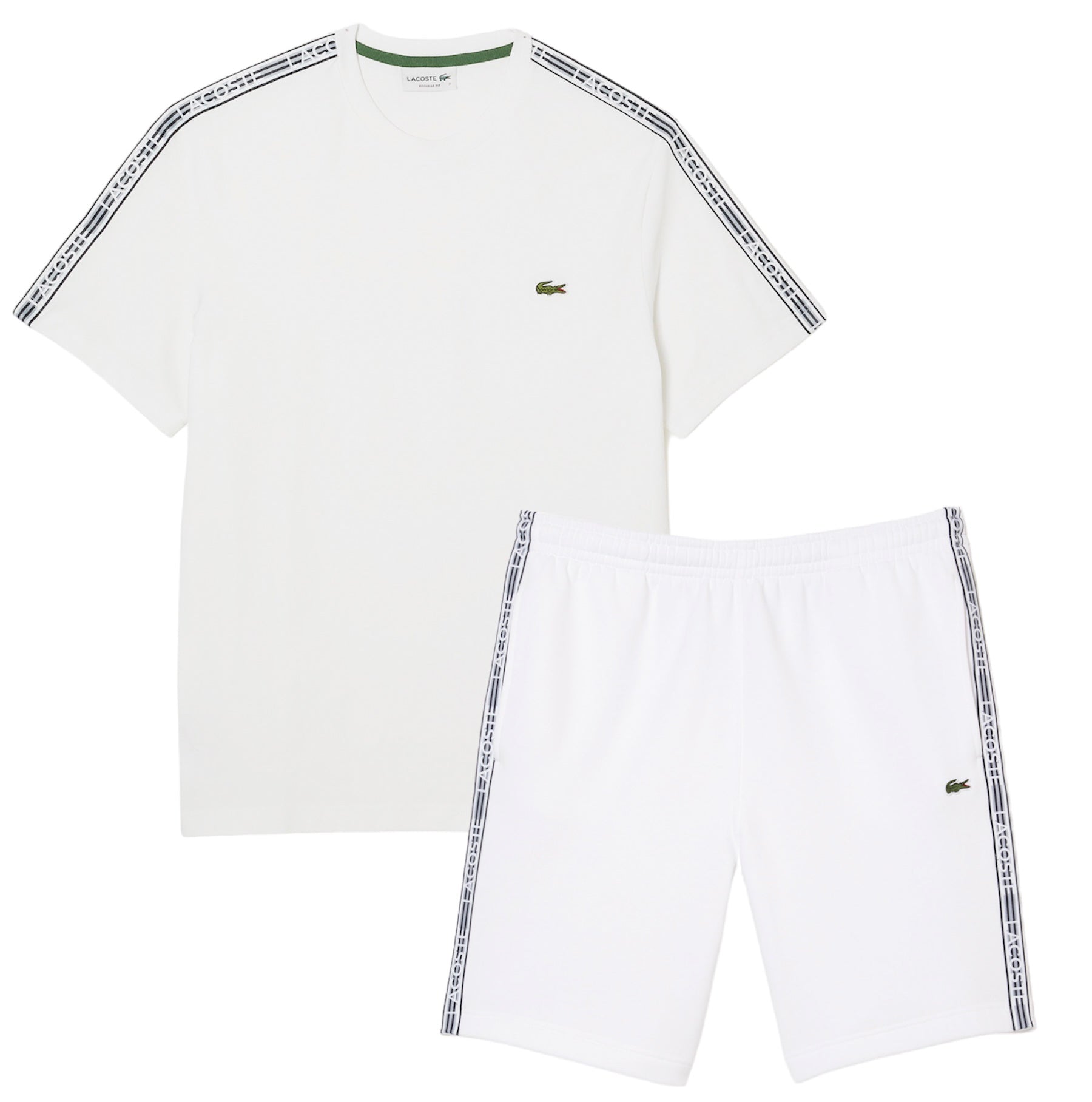 sløring absurd dramatiker Lacoste Men's Regular Fit Logo Stripe T-shirt & Shorts Set - White Bla –  BLVD