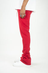 Rebel Minds Stacked Fleece Jogger - Red