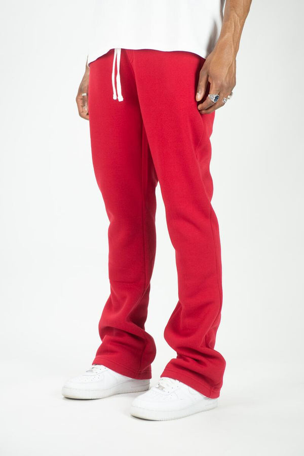 Rebel Minds Stacked Fleece Jogger - Red