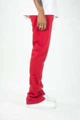 Rebel Minds Stacked Fleece Jogger - Red