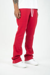 Rebel Minds Stacked Fleece Jogger - Red