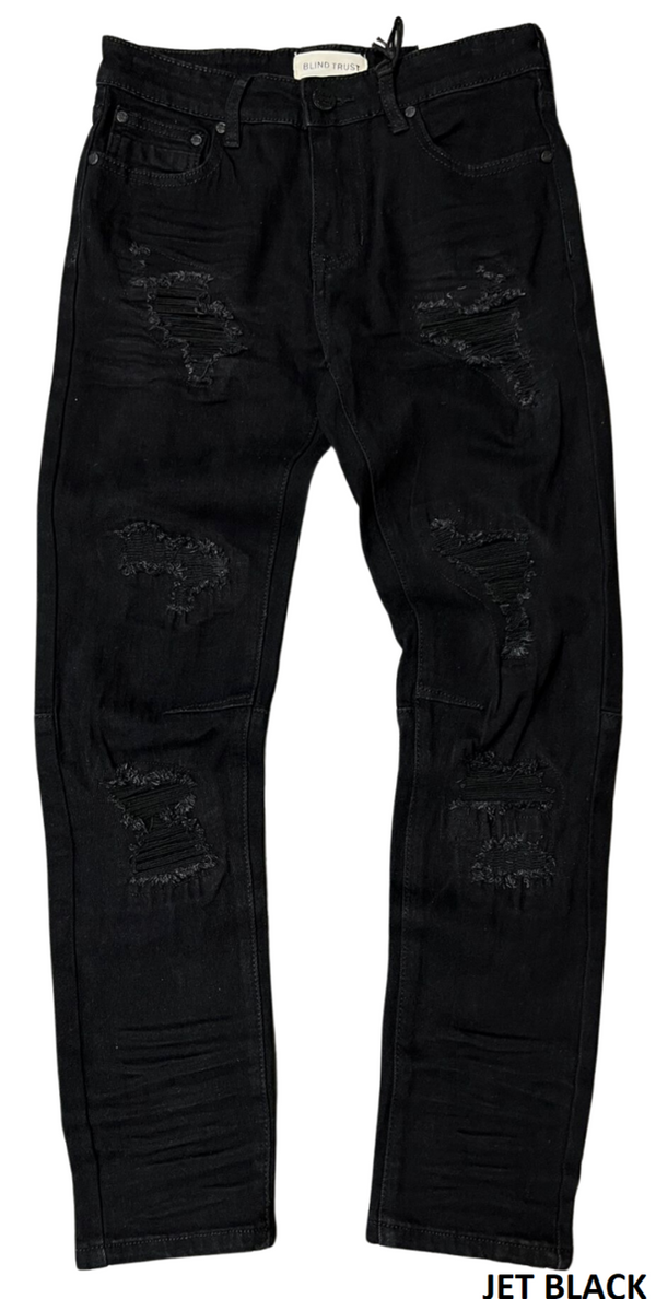 BT Kids Rip & Repair Slim Tapered Fit Denim Pants - Black