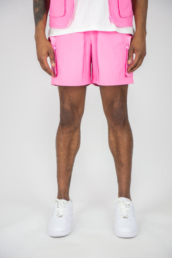 Rebel Minds Tactical Cargo Poly Shorts - Pink