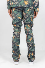 Rebel Minds - Camo Nylon Anorak & Stacked Cargo Pants Set - Wood Camo