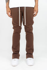 Rebel Minds Stacked Fleece Jogger - Brown