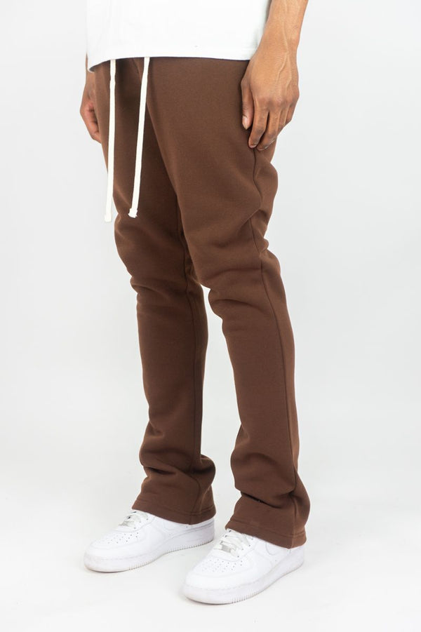 Rebel Minds Stacked Fleece Jogger - Brown