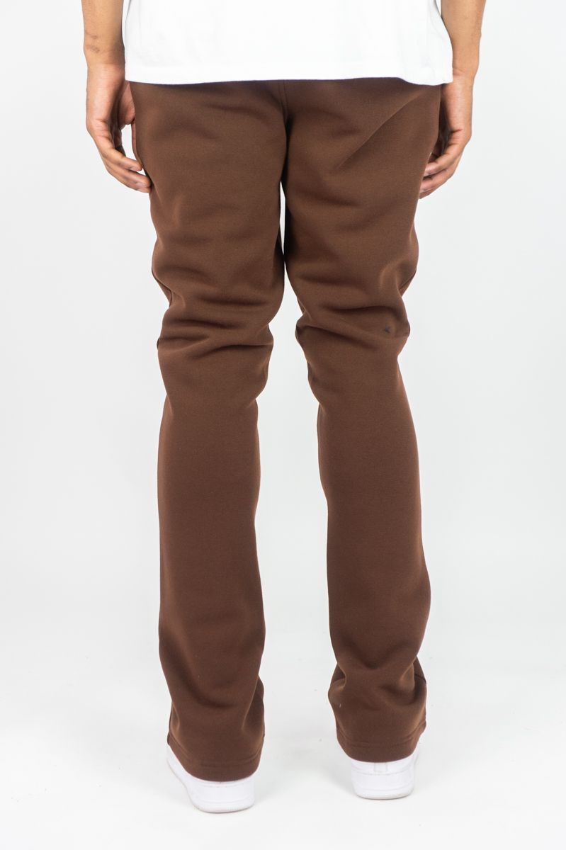 Rebel Minds Stacked Fleece Jogger - Brown