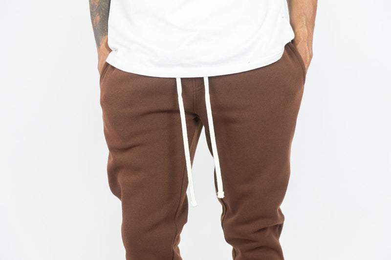 Rebel Minds Stacked Fleece Jogger - Brown