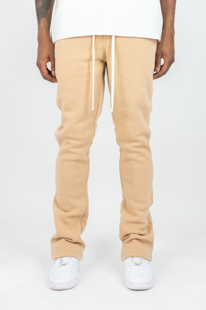 Rebel Minds Stacked Fleece Jogger - Beige