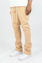 Rebel Minds Stacked Fleece Jogger - Beige