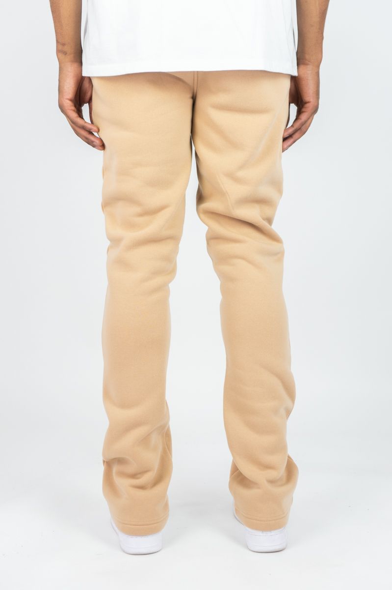 Rebel Minds Stacked Fleece Jogger - Beige