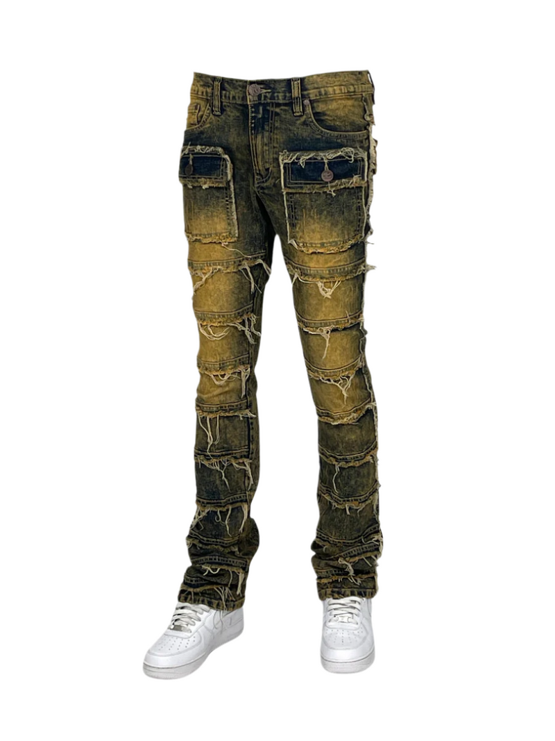 BT Frayed Men Stack Jeans - Dark Tint