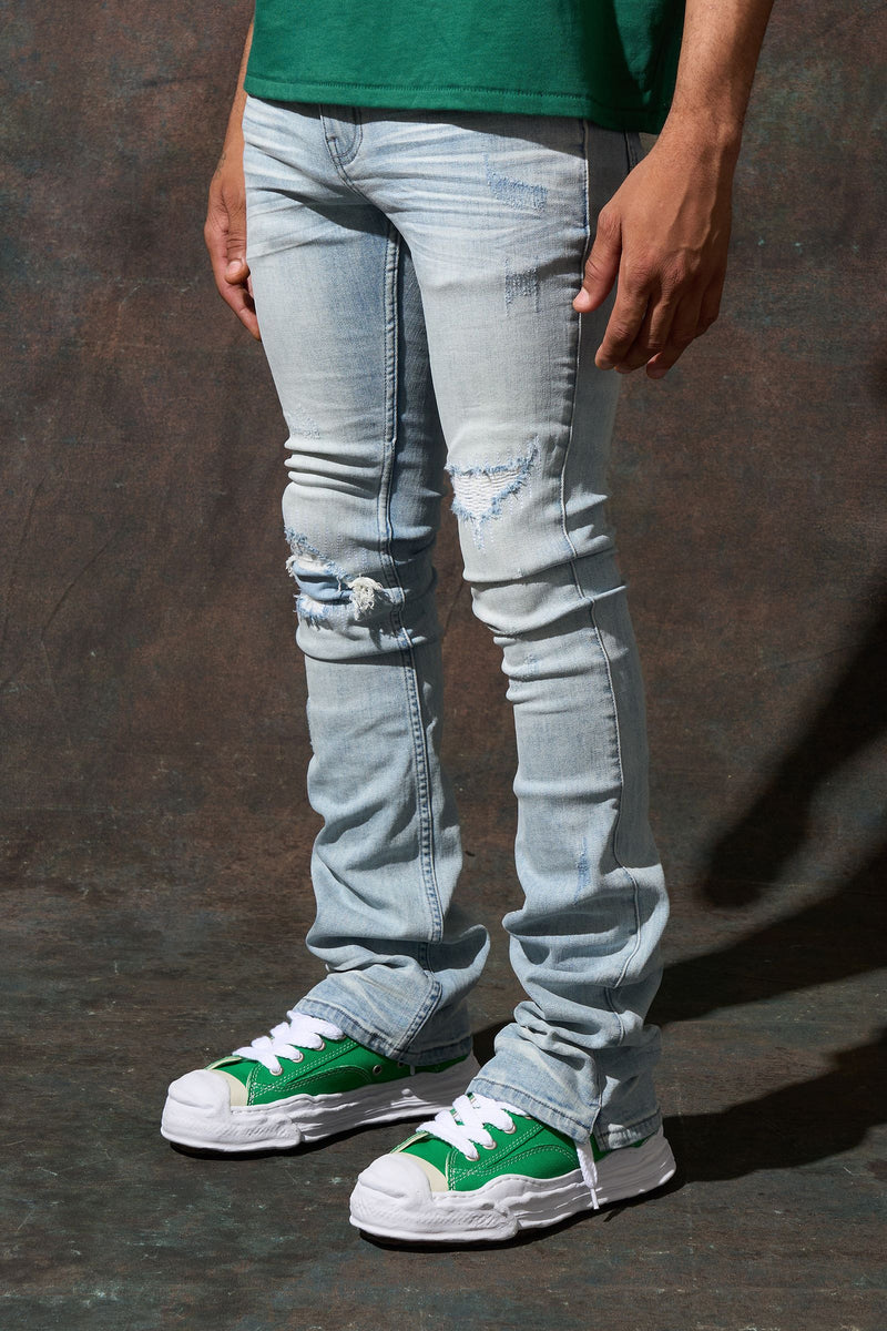 Serenede "AZUL" Stacked Jeans - Sky Blue