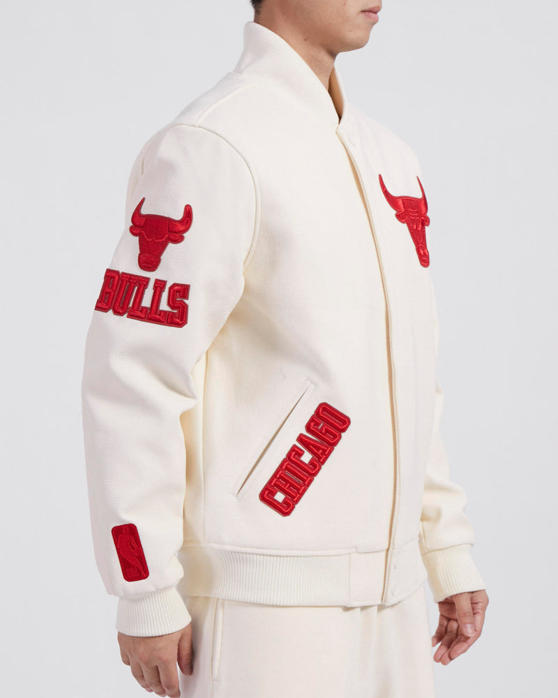 Pro Standard - Chicago Bulls Triple Tonal Varsity Jacket - Eggshell / Red