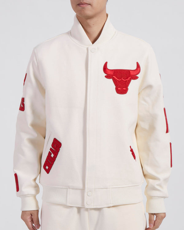 Pro Standard - Chicago Bulls Triple Tonal Varsity Jacket - Eggshell / Red