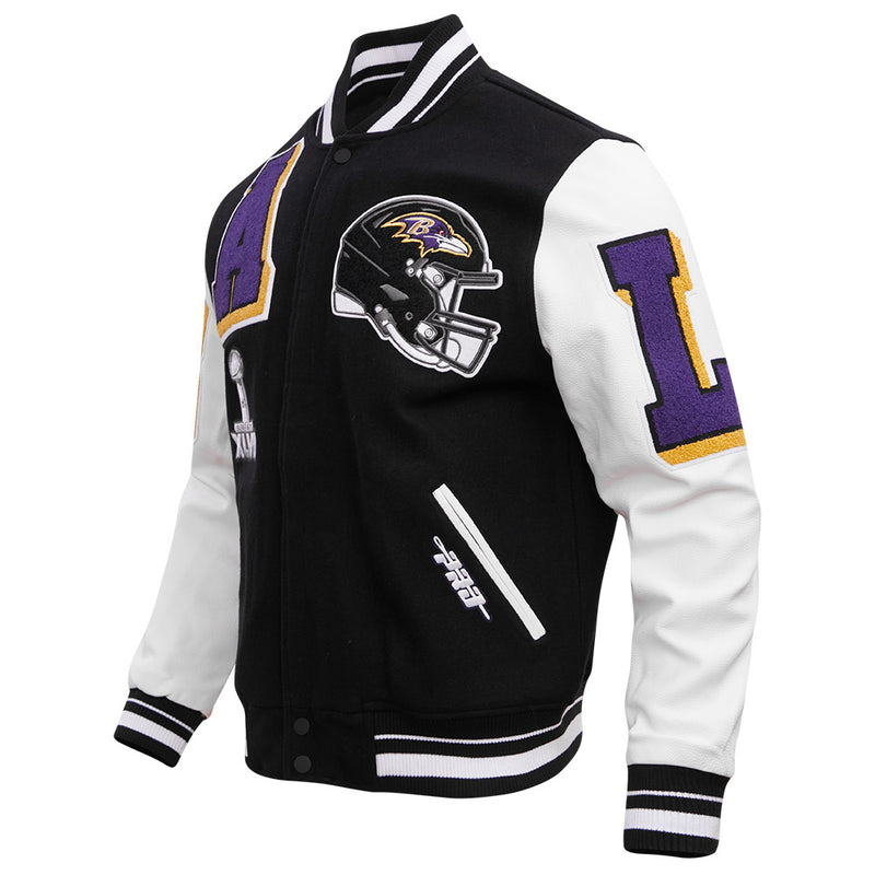 Pro Standard - Baltimore Ravens Mash Up M Rib Wool Varsity Jacket - Black