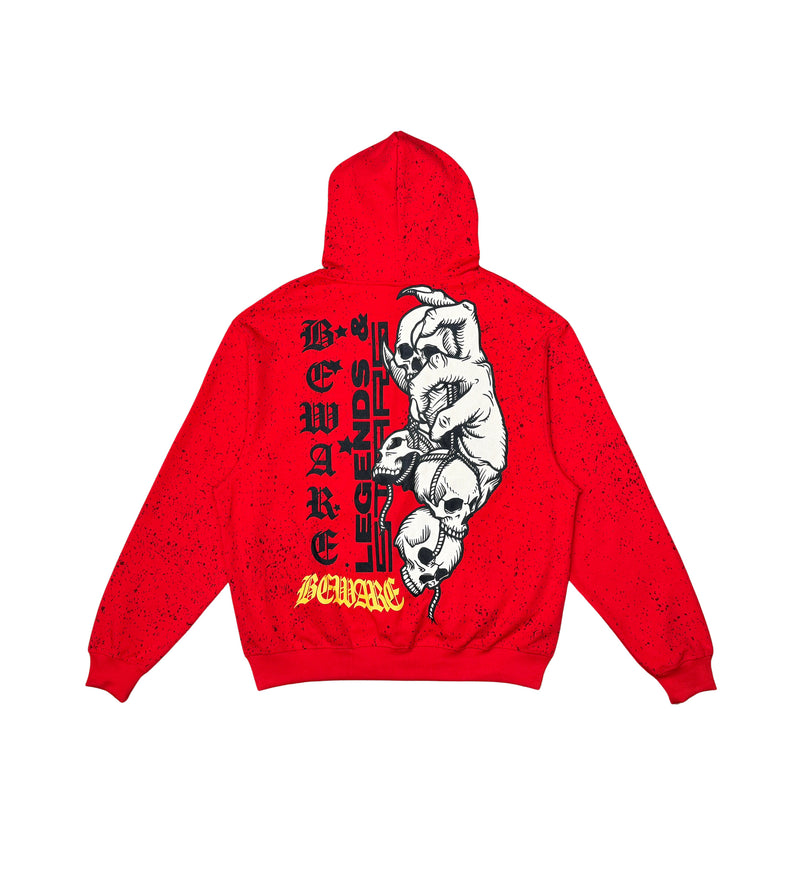 Genuine - Beware Hoodie & Flare Pants Set - Red