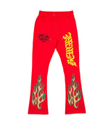 Genuine - Beware Hoodie & Flare Pants Set - Red