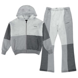 Purple Brand Wordmark Zip Up Hoodie & Sweatpants Set -  Grey