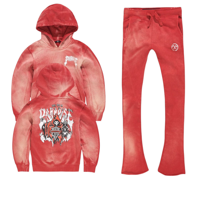 Jordan Craig - Kids Afterlife Pullover Hoodie & Stacked Sweatpants Set - Red