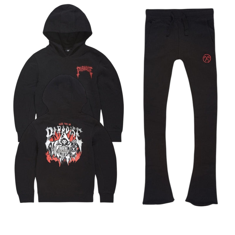 Jordan Craig - Kids Afterlife Pullover Hoodie & Stacked Sweatpants Set - Noir