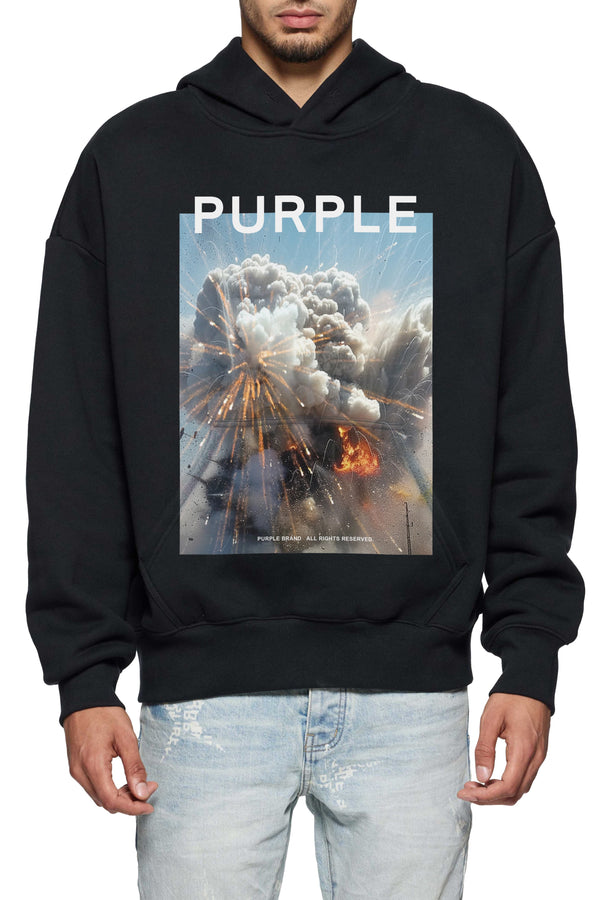 Purple Brand Fireworks Hoodie - Black - P401-HBFW125