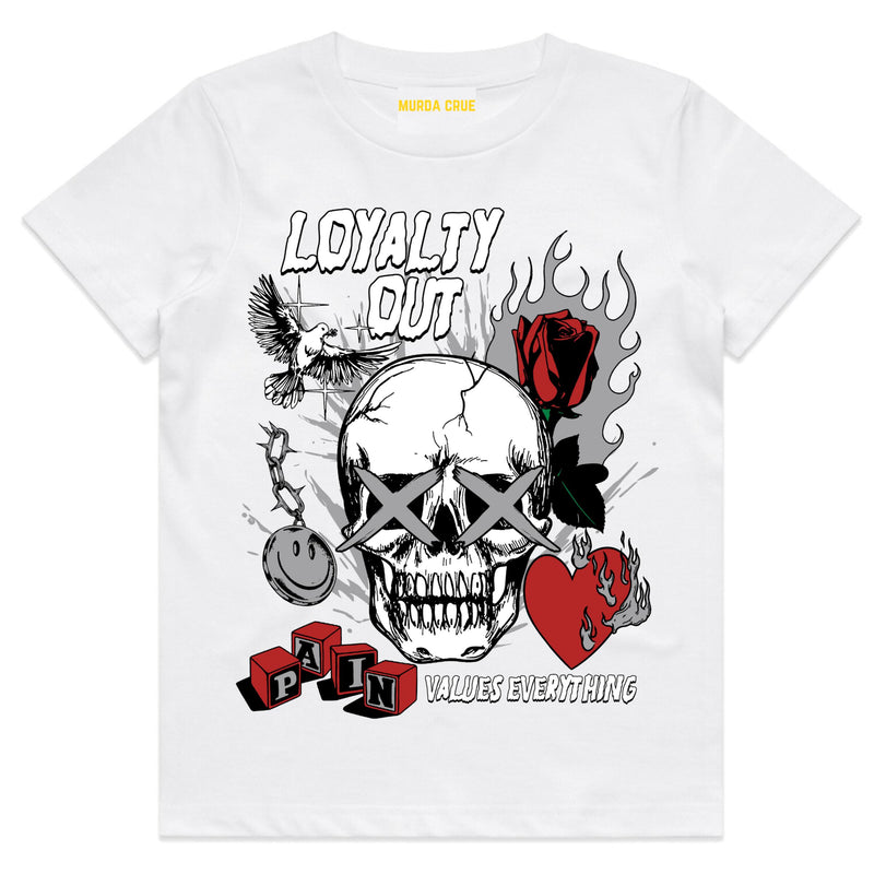 Kids Loyalty Out T-Shirt - White Skulls