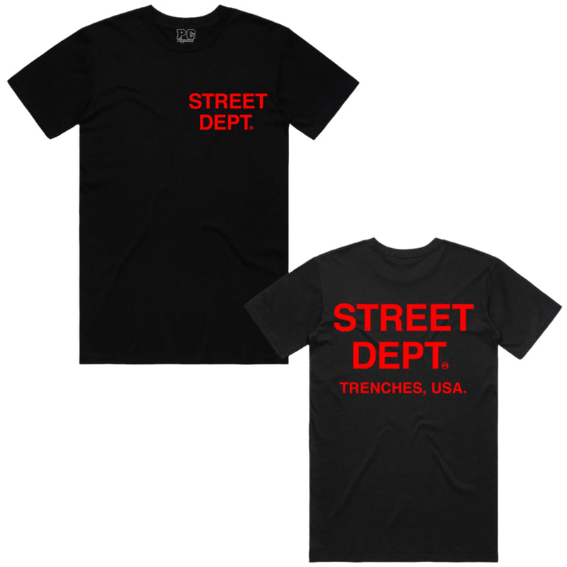 Pg Apparel Street Dept T-Shirt  - Black Red