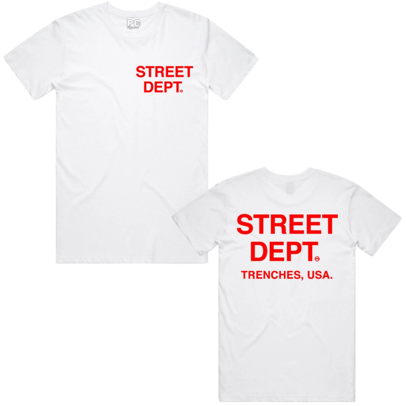 Pg Apparel Street Dept T-Shirt  - White Red