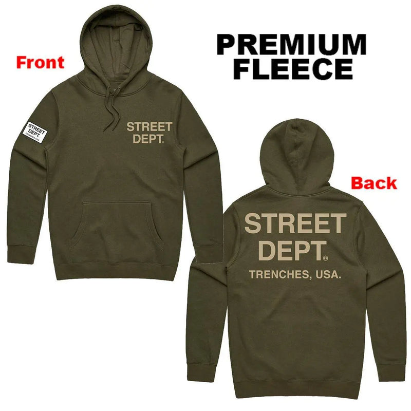 Pg Street Dept Men Hoodie - Olive Khaki