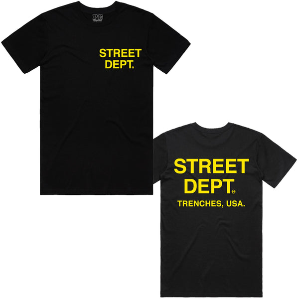 Pg Apparel Street Dept T-Shirt  - Black Golden Yellow