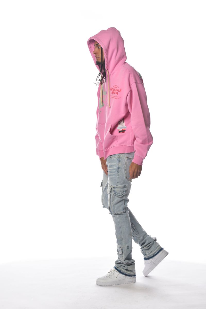 Gunzinii Strength Honor Zinii Zip Down Crop Hoodie - Pink