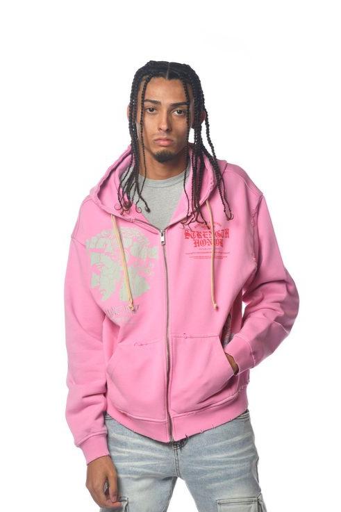 Gunzinii Strength Honor Zinii Zip Down Crop Hoodie - Pink