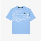 Lacoste Men’s Crew Neck Loose Fit Crocodile Print T-Shirt - Baby Blue HBP