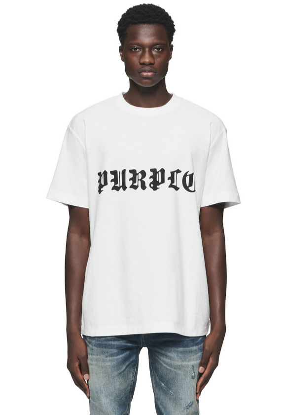 Purple Brand Gothic Wordmark Tee - White - P104-JGBW324