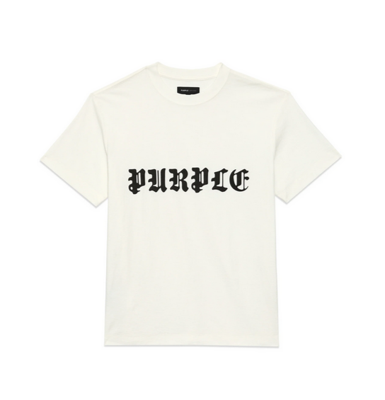 Purple Brand Gothic Wordmark Tee - White - P104-JGBW324