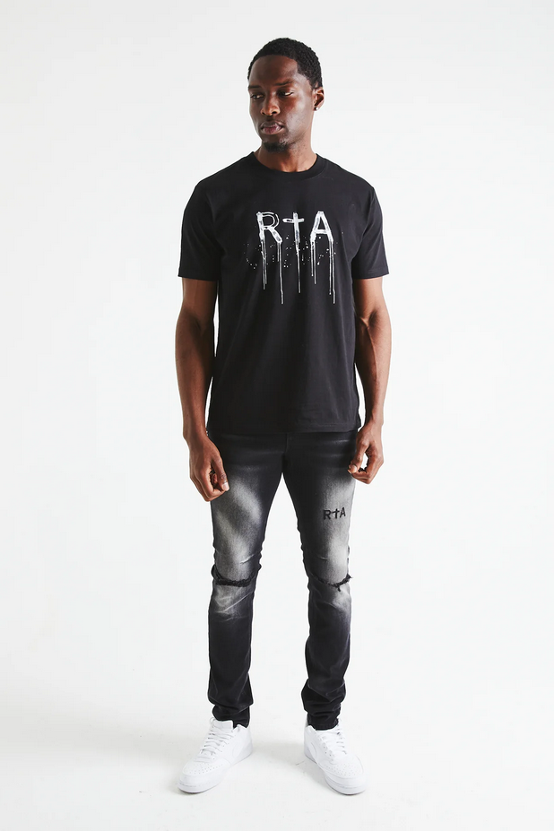 RTA Clayton Skinny Jean | Faded Black Distressed