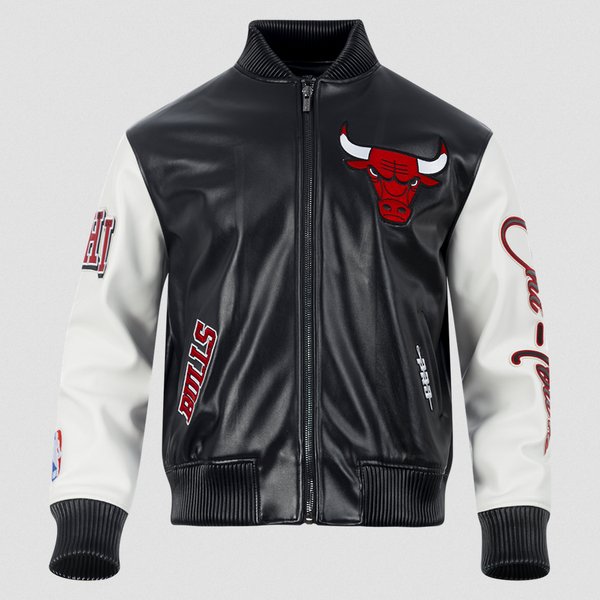 Pro Standard - NBA Chicago Bulls City Signature Men's Leather Varsity Jacket - Black White