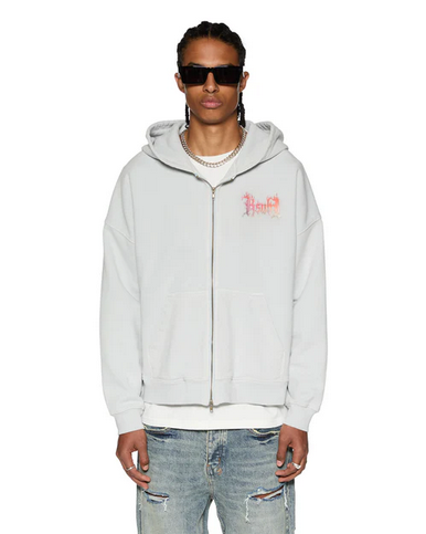 Ksubi - Fuego Ekcess Zip Thru Hoodie Painted - Light Grey