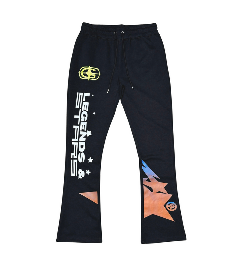 Genuine - Legends & Stars Hoodie & Flare Pants Set - Black