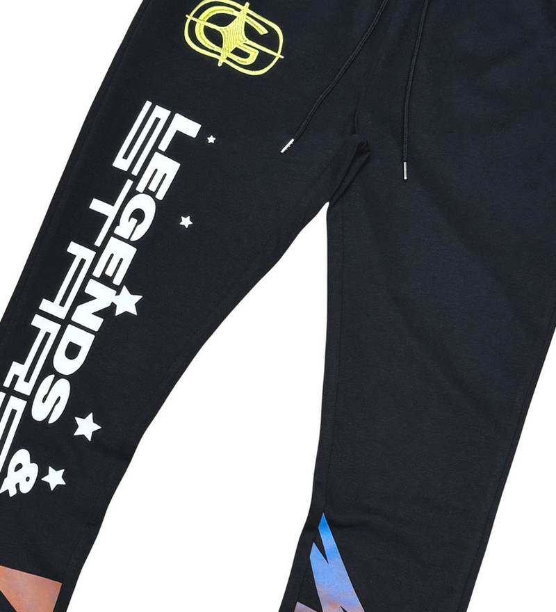 Genuine - Legends & Stars Hoodie & Flare Pants Set - Black