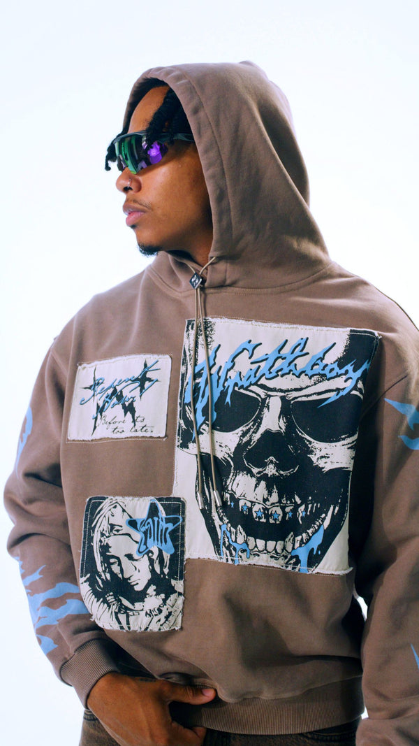 Warthboy Repent Now Crop Hoodie - Taupe