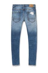Jordan Craig Sean - Elmhurst Denim Jt3493 Crinkled Jeans W Shreds - Mid Blue