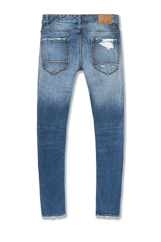 Jordan Craig Sean - Elmhurst Denim Jt3493 Crinkled Jeans W Shreds - Mid Blue