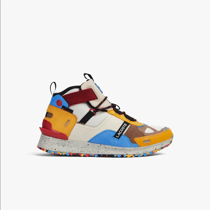 Men's Lacoste Run Breaker Leather Color-Pop Outdoor Shoe Off White & Brown
