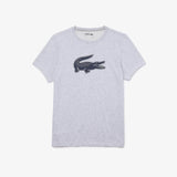 Men's Lacoste Sport 3d Print Crocodile Breathable Jersey T-shirt Grey Navy Mnc