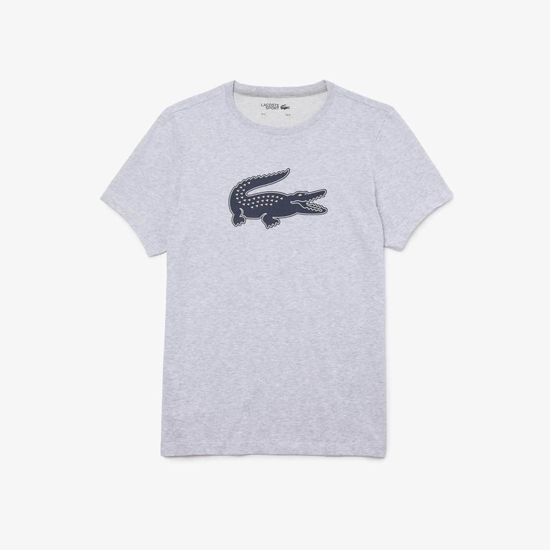 Men's Lacoste Sport 3d Print Crocodile Breathable Jersey T-shirt Grey Navy Mnc