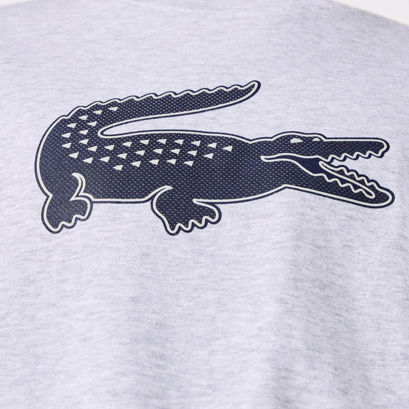 Men's Lacoste Sport 3d Print Crocodile Breathable Jersey T-shirt Grey Navy Mnc