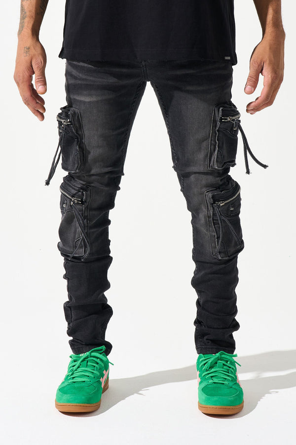 Serenede ''Poppy'' Cargo Jeans - Vintage Washed Black