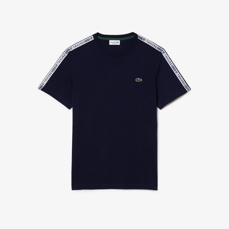 Lacoste Men\'s Regular Fit – BLVD Set Stripe T-shirt Logo Shorts & Navy Whit 